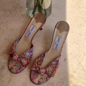 Jimmy Choo Multicolor Bow Mule Heels